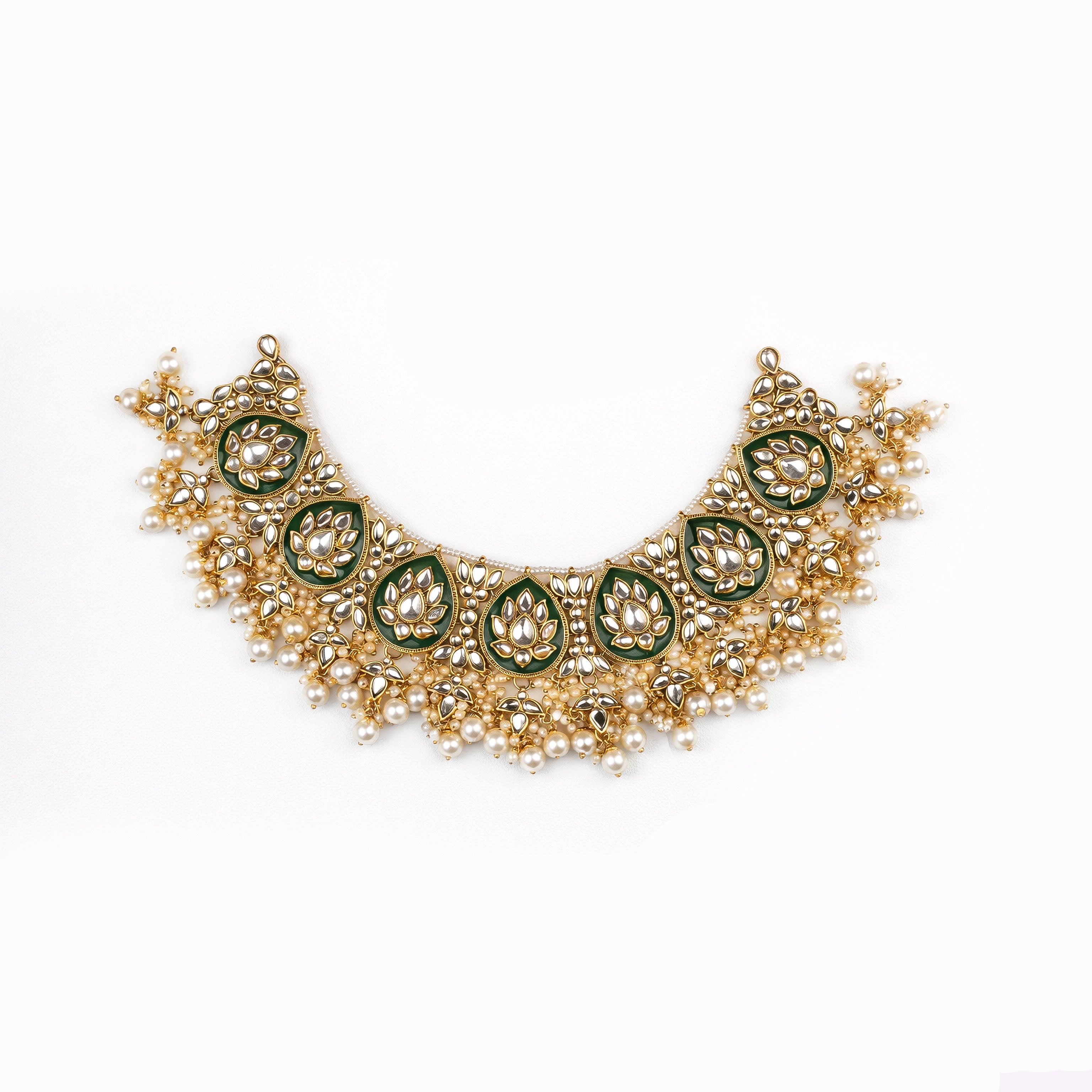 "AMIRA" Oval Green Kundan Set