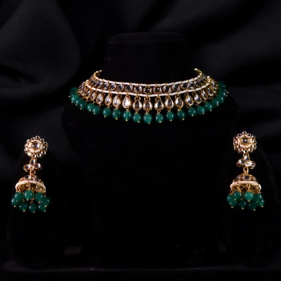 emerald kundan set
