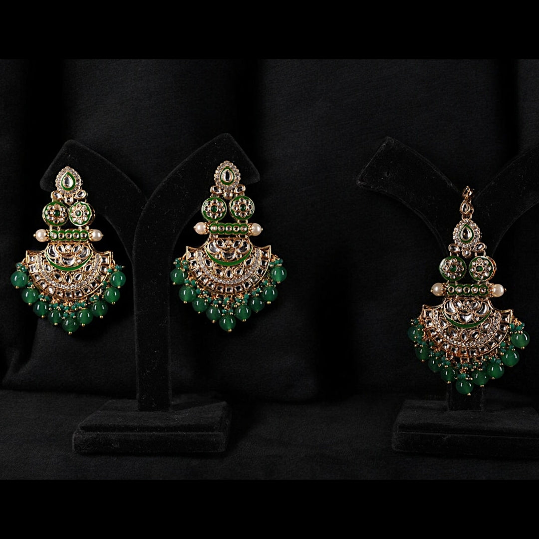 "AZURA" Royale Green Earrings & Tikka Set