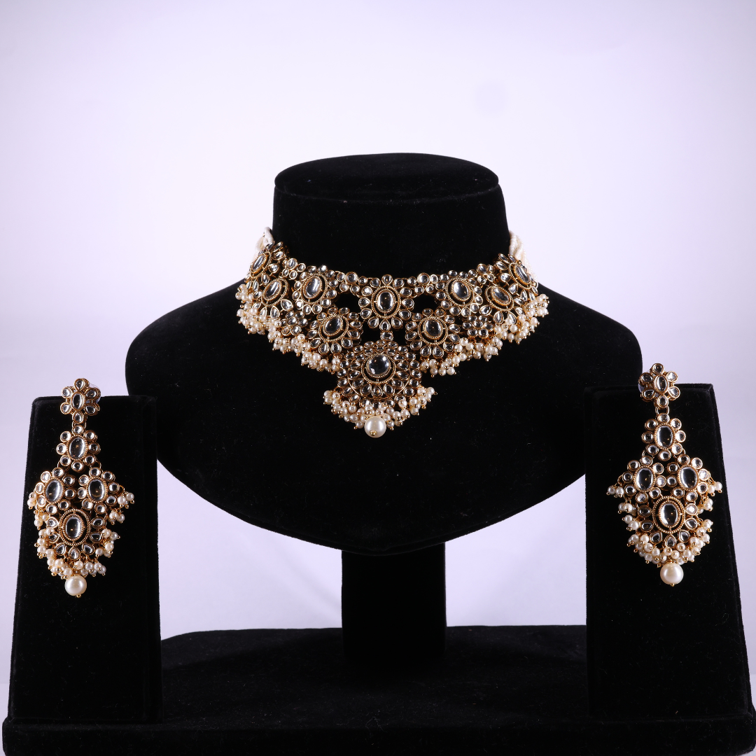 "AMIRA" Bronzed Gold Kundan Set