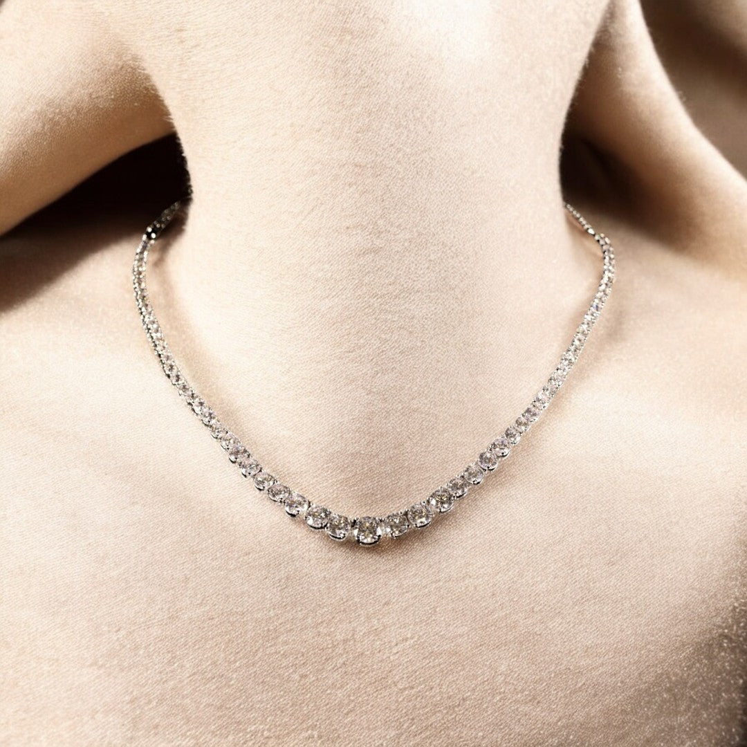 silver tennis diamond necklace