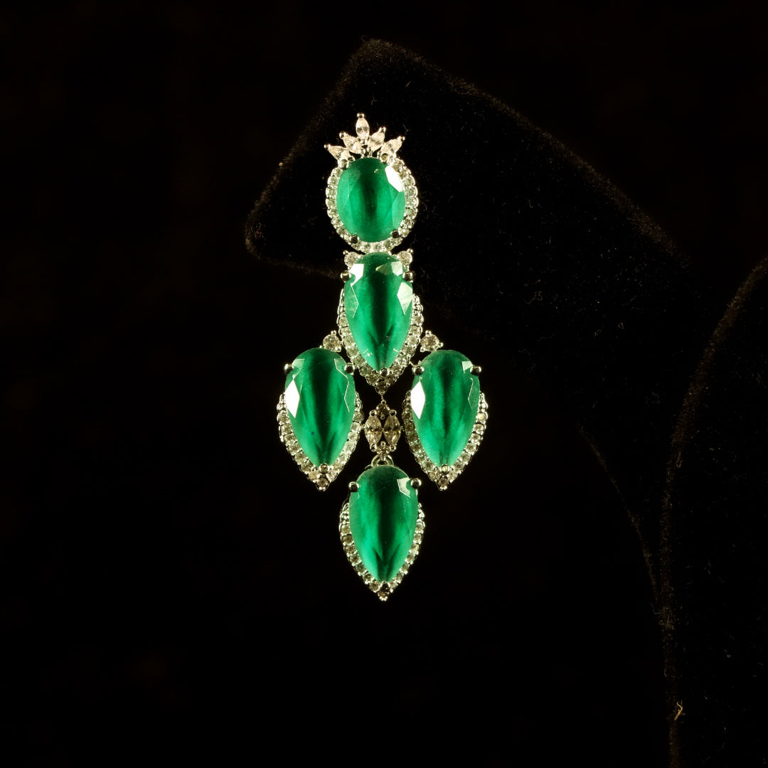 emerald maharani earrings with diamond accents
