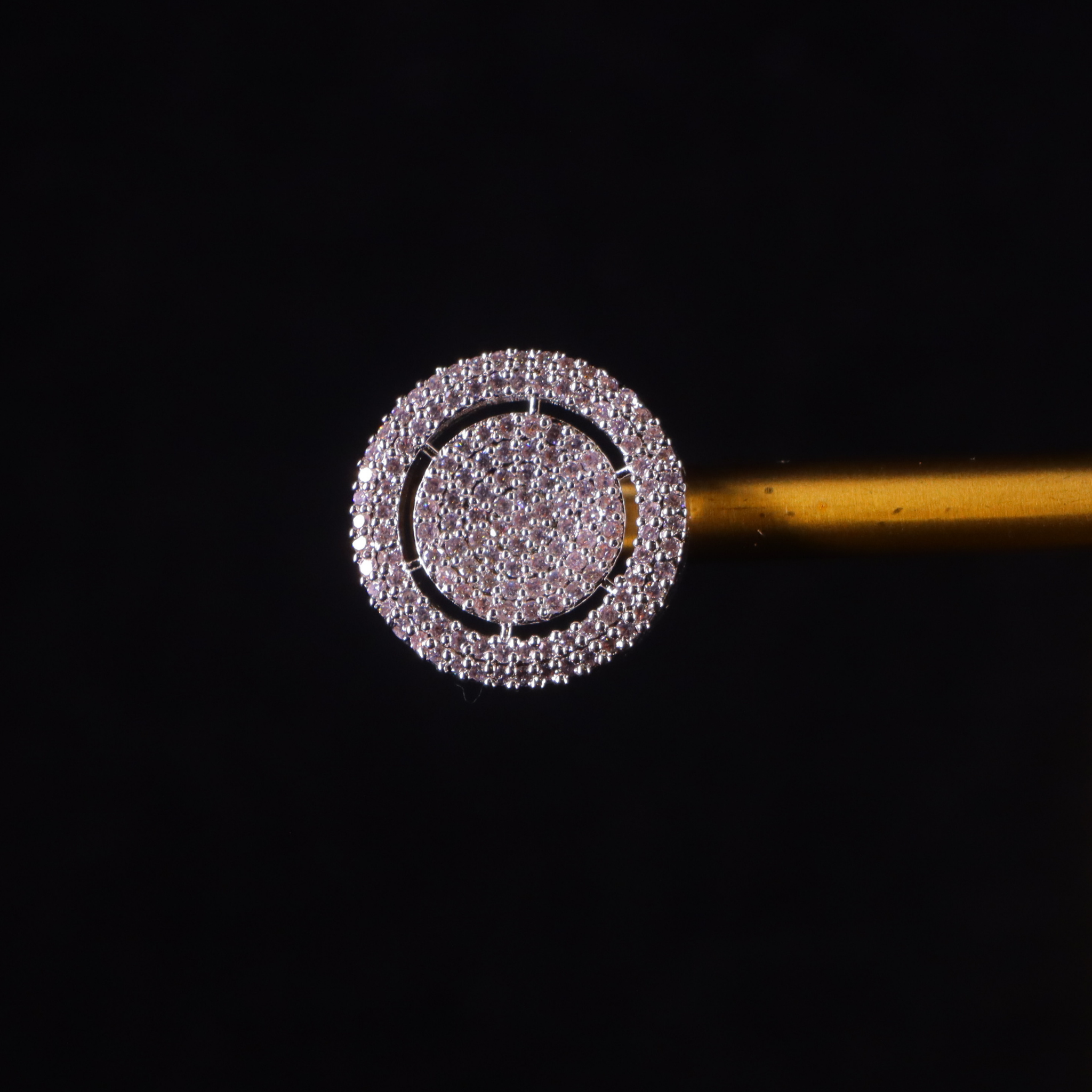 silver diamond button earrings