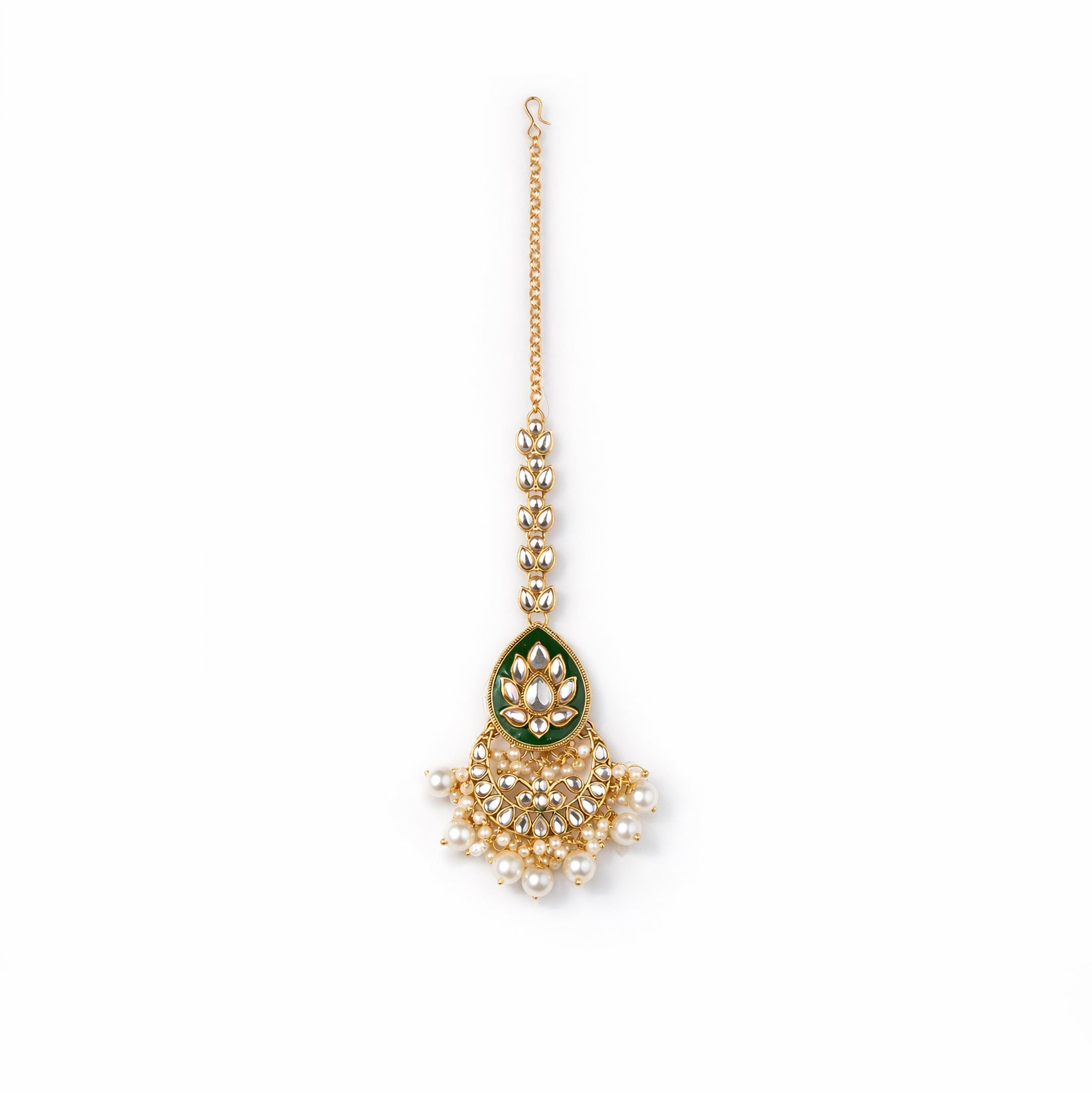 "AMIRA" Oval Green Kundan Set