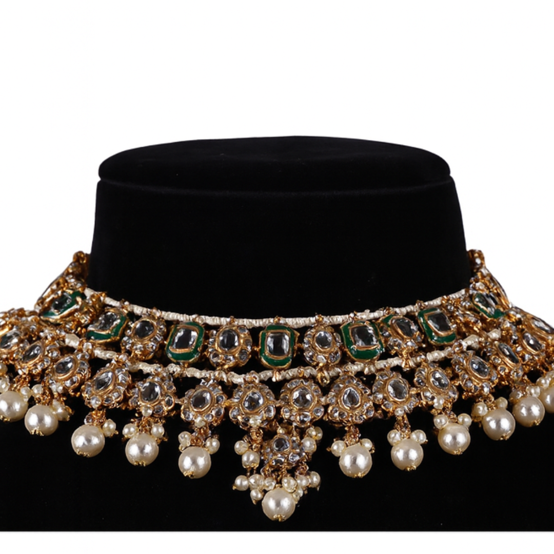"AMIRA" Pearl Drop Kundan Set