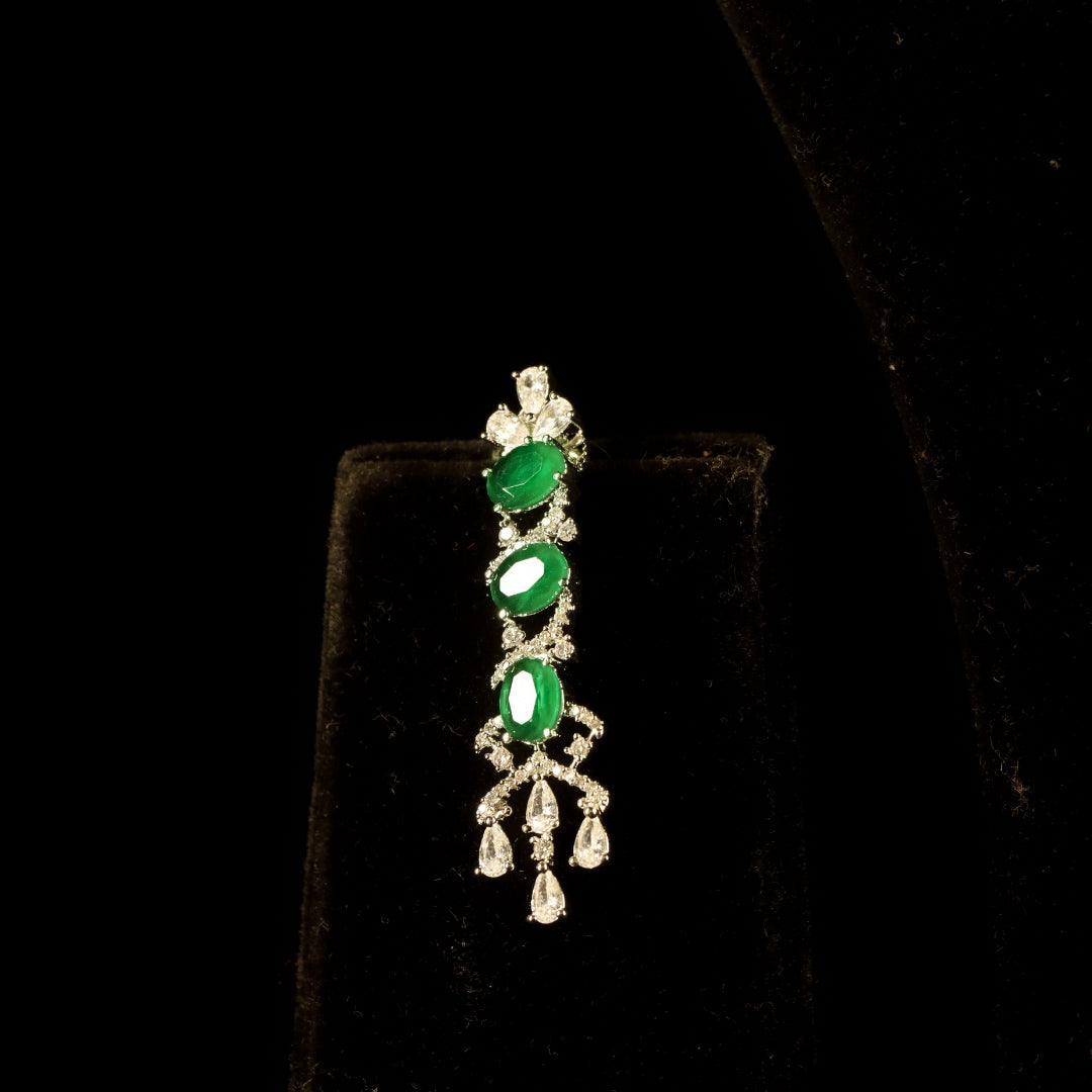 diamond emerald earrings with necklace set