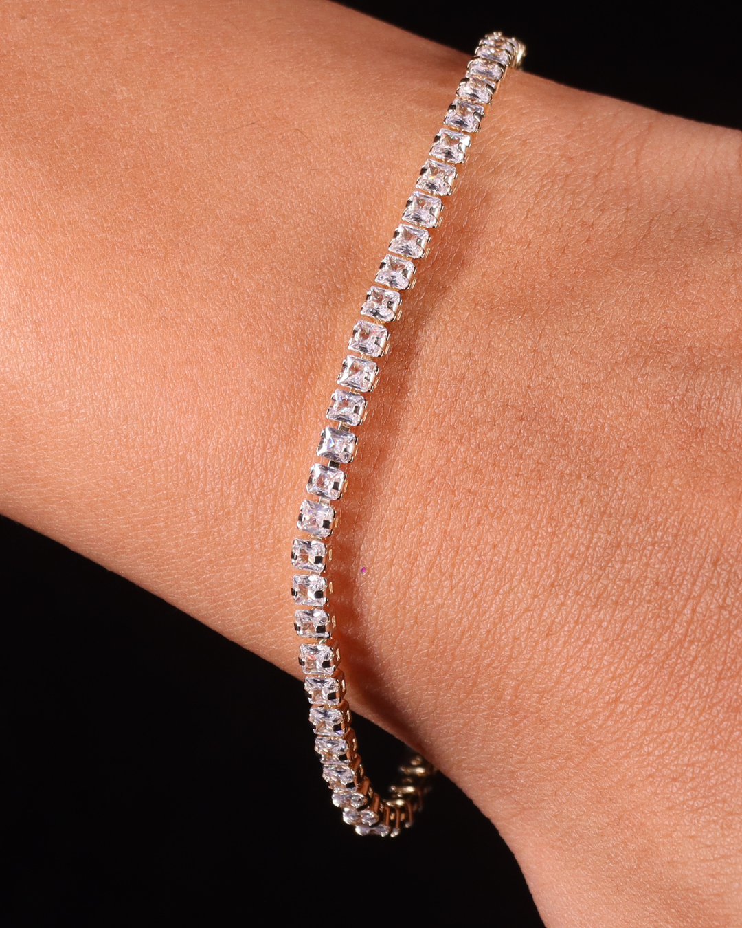silver diamond tennis bracelet