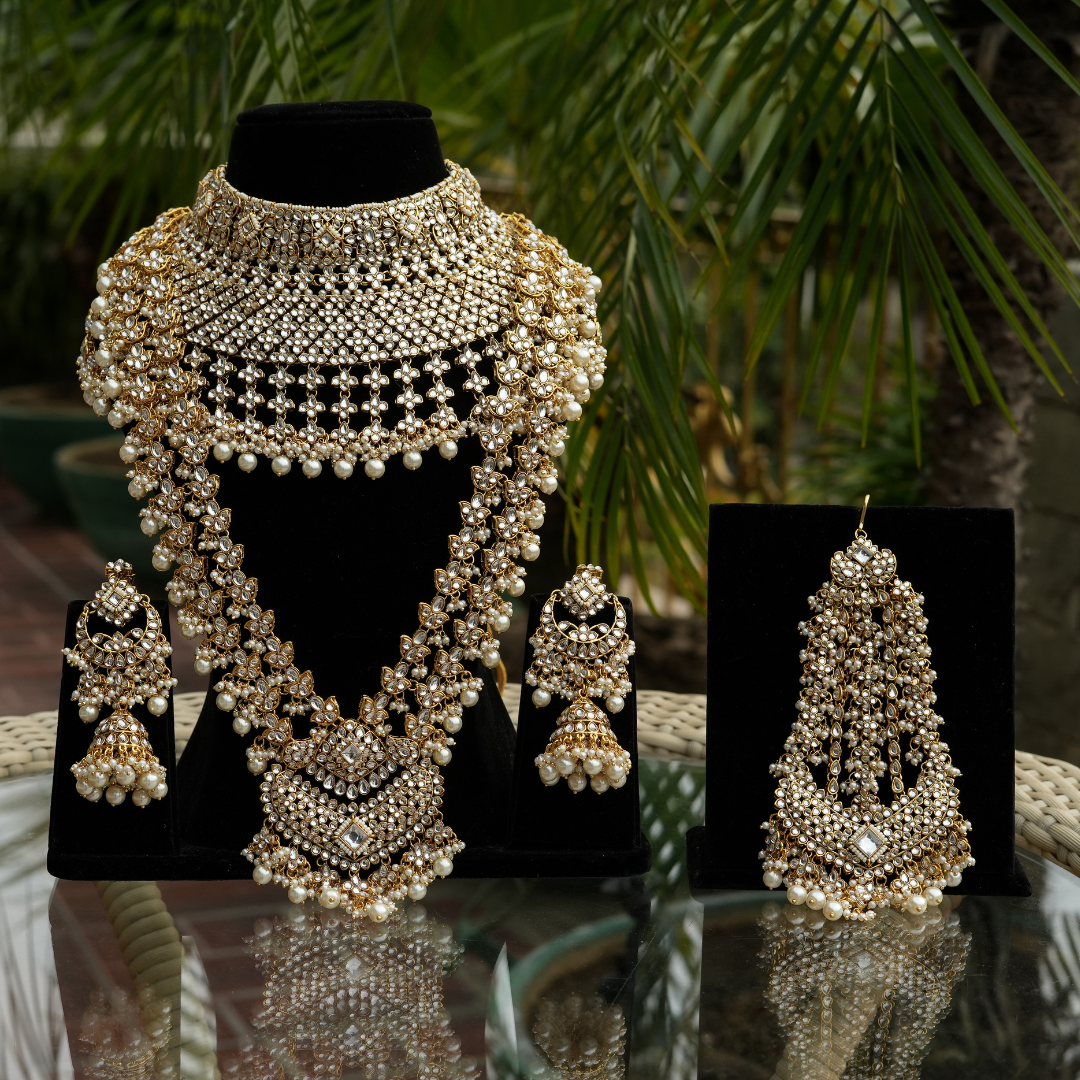 traditional gold kundan bridal necklace set
