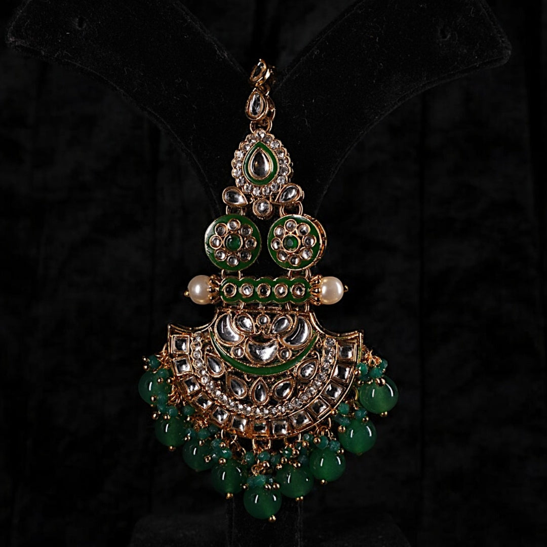 "AZURA" Royale Green Earrings & Tikka Set
