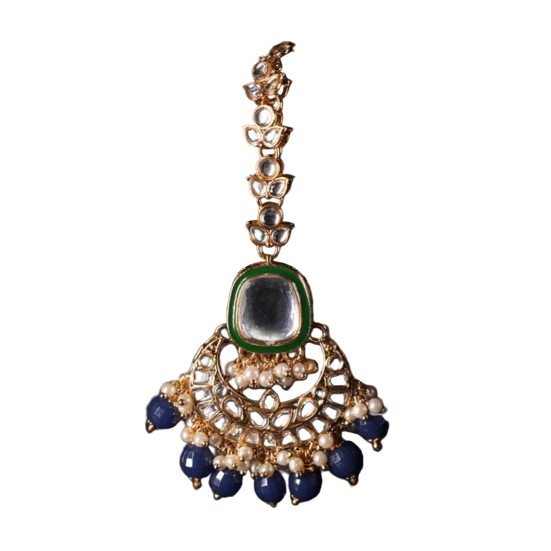 blue stoned kundan earrings
