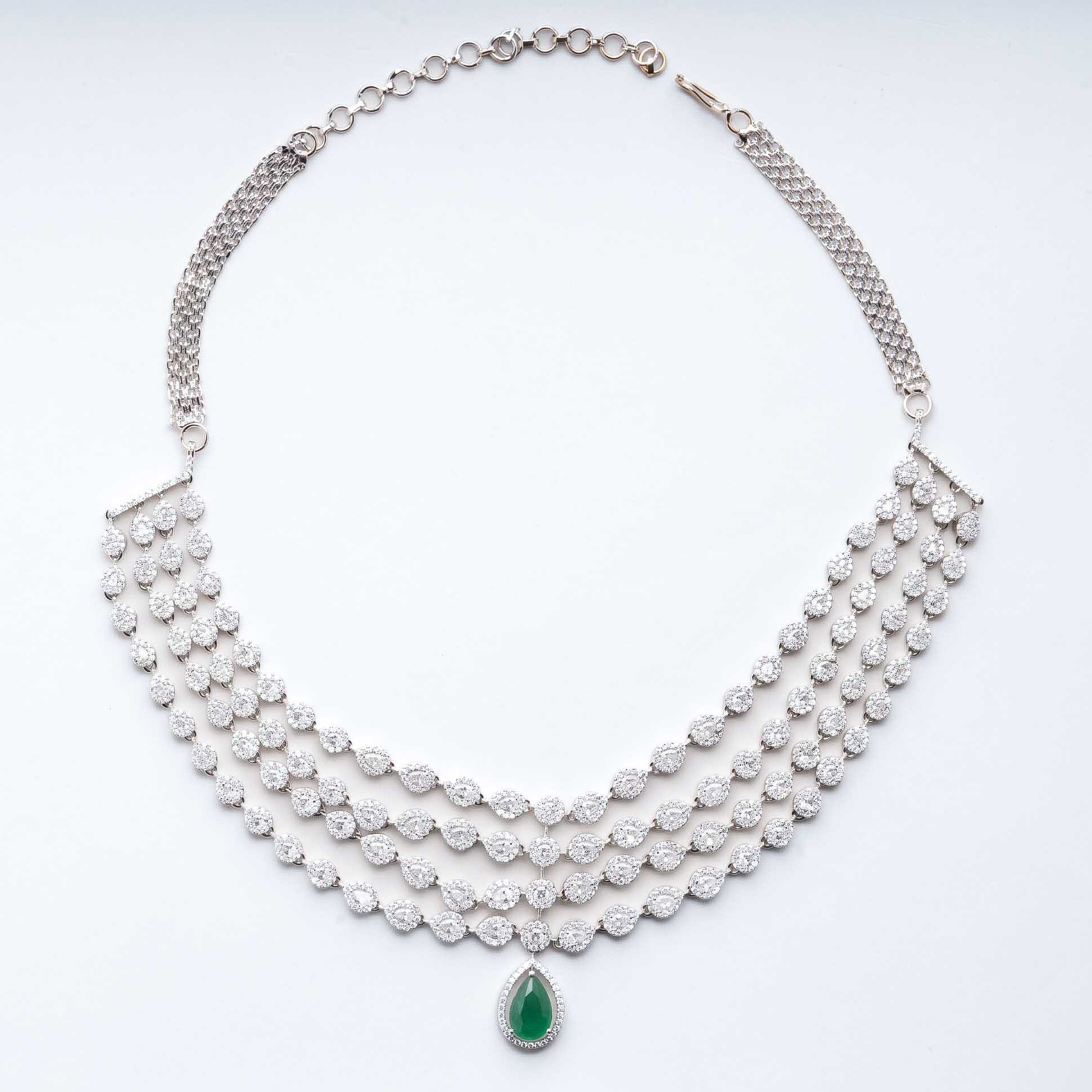 Emerald Dew Drop Diamond Necklace