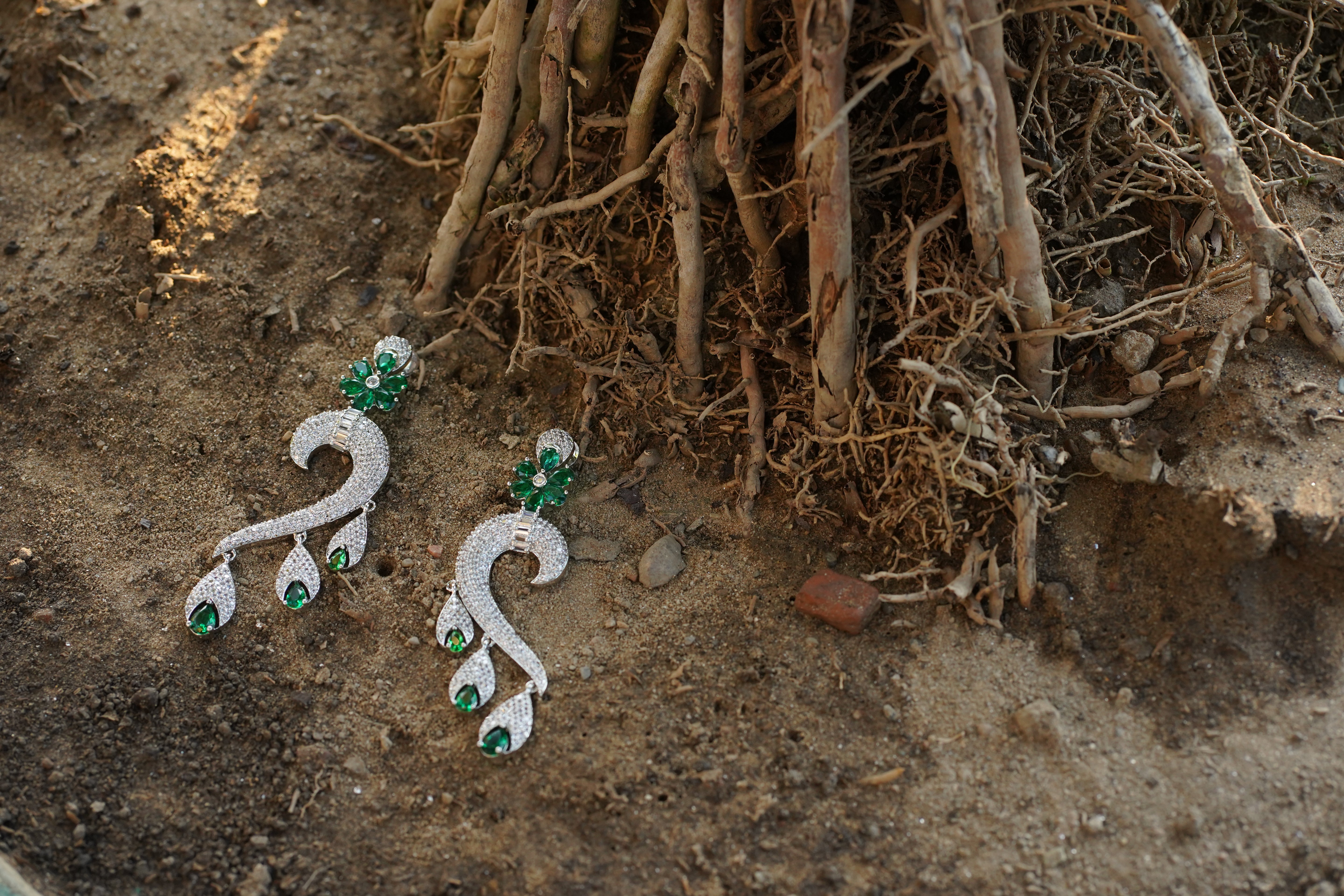 diamond emerald earrings