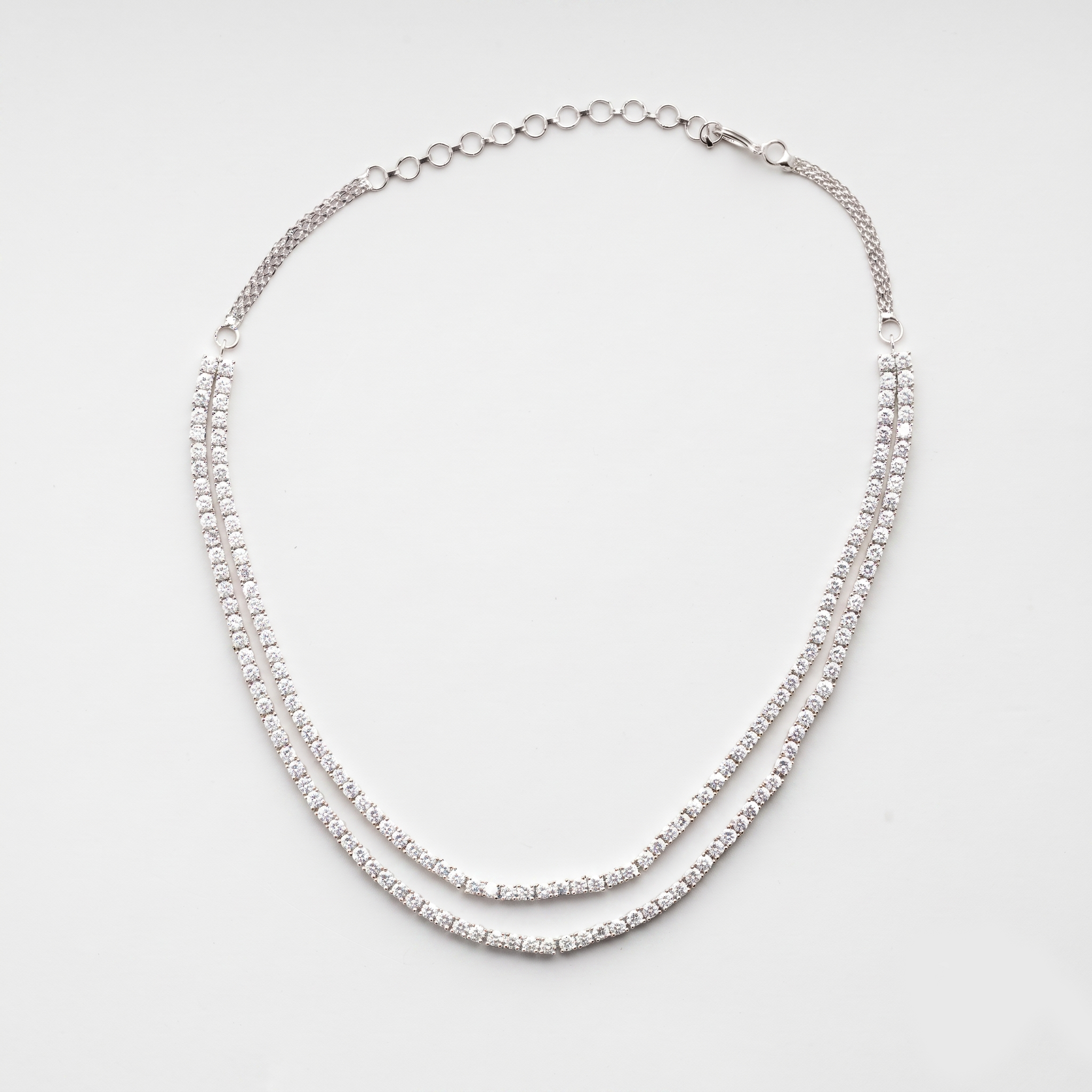 Diamond Double String Necklace Set