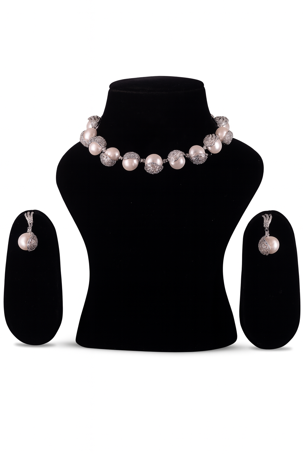 "DMONDE" Pearl Diamond Necklace Set