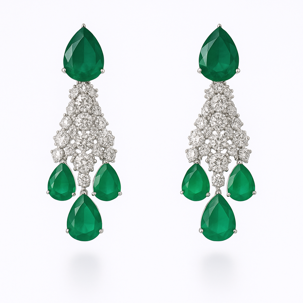 "AMARA" Crystal Emerald Earrings