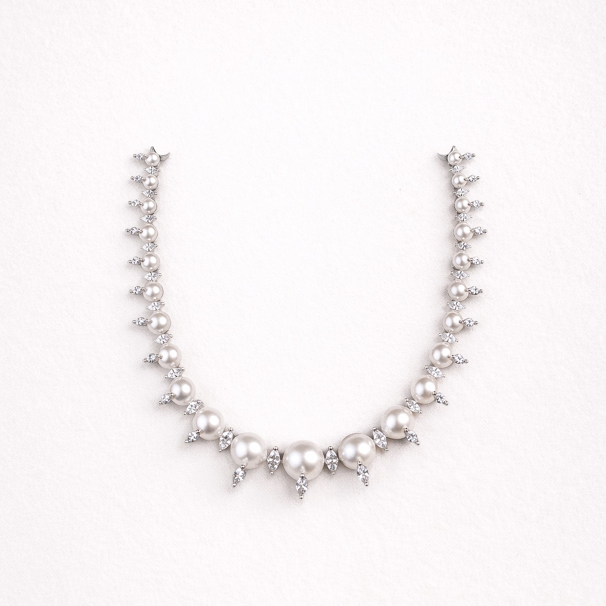 "DMONDE" Diamond Pearl Necklace Set
