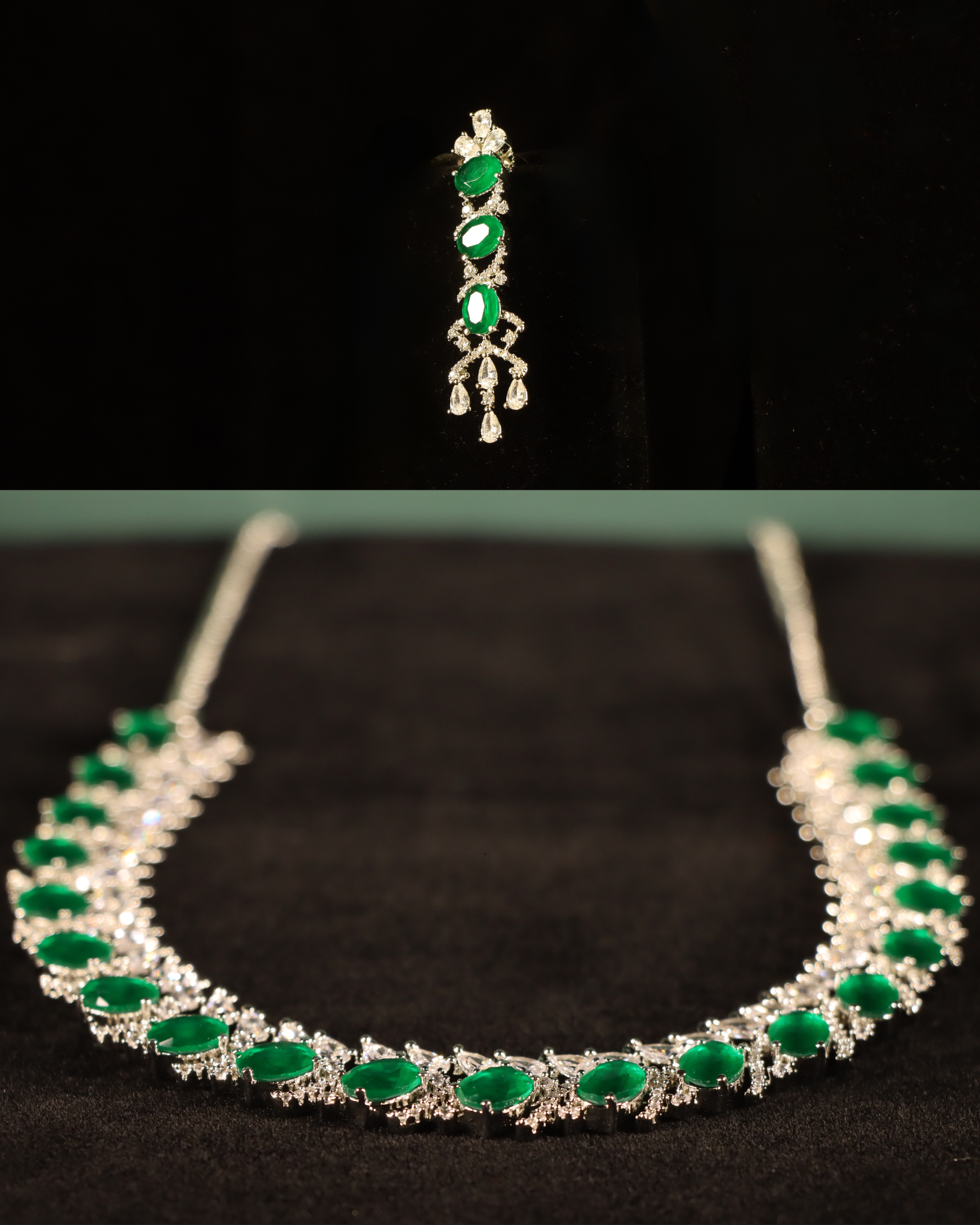 "DMONDE" Royal Emerald Ivy Diamond Necklace Set