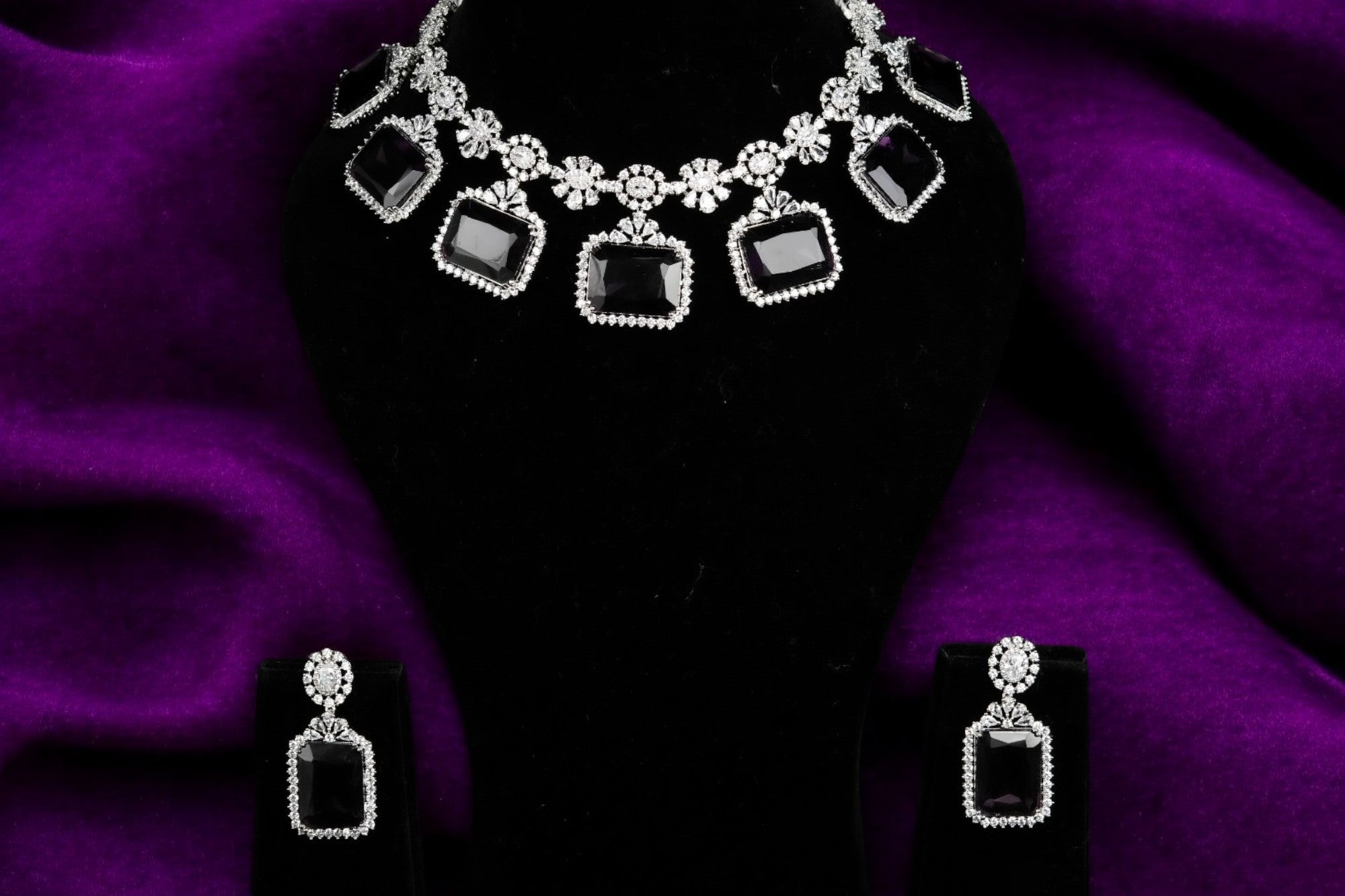 "DMONDE" Purple Obsidian Diamond Set