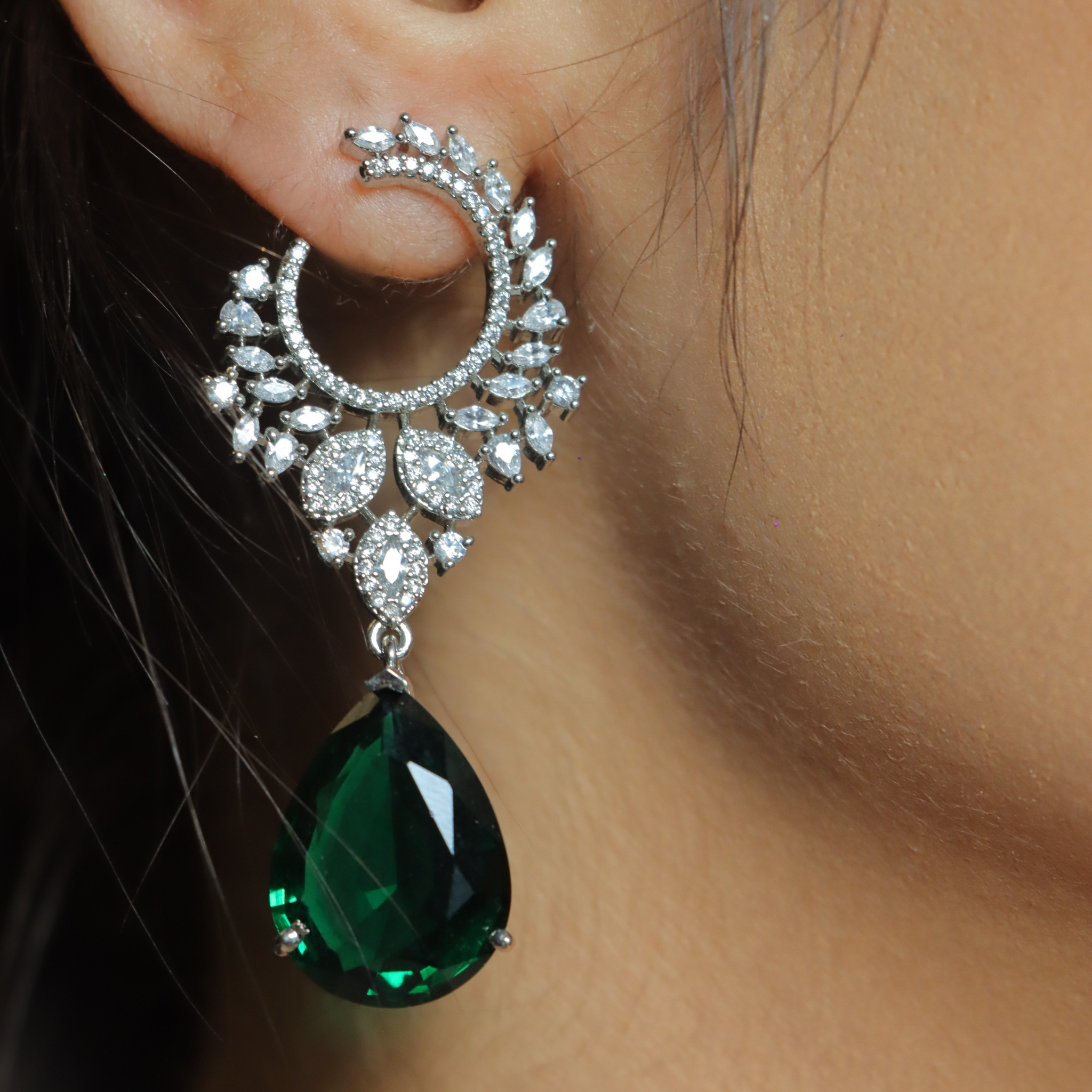 "AMARA" Emerald Drop Earrings