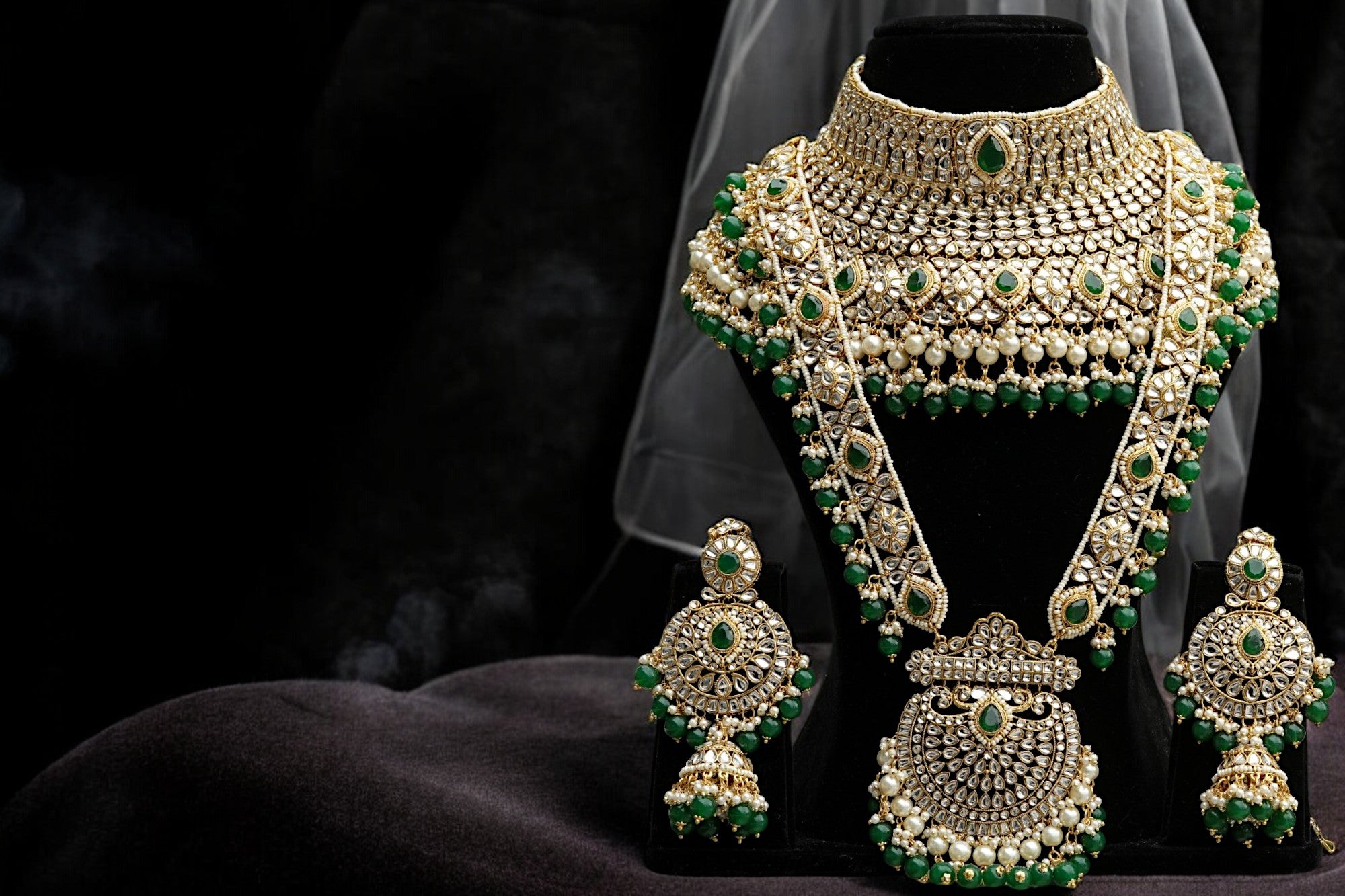"KYARA" Pine Green Full Bridal Set (9 pcs)