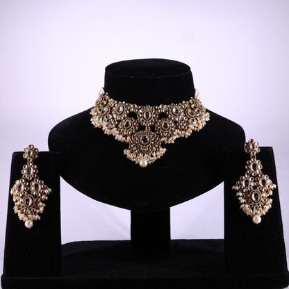 "AMIRA" Bronzed Gold Kundan Set