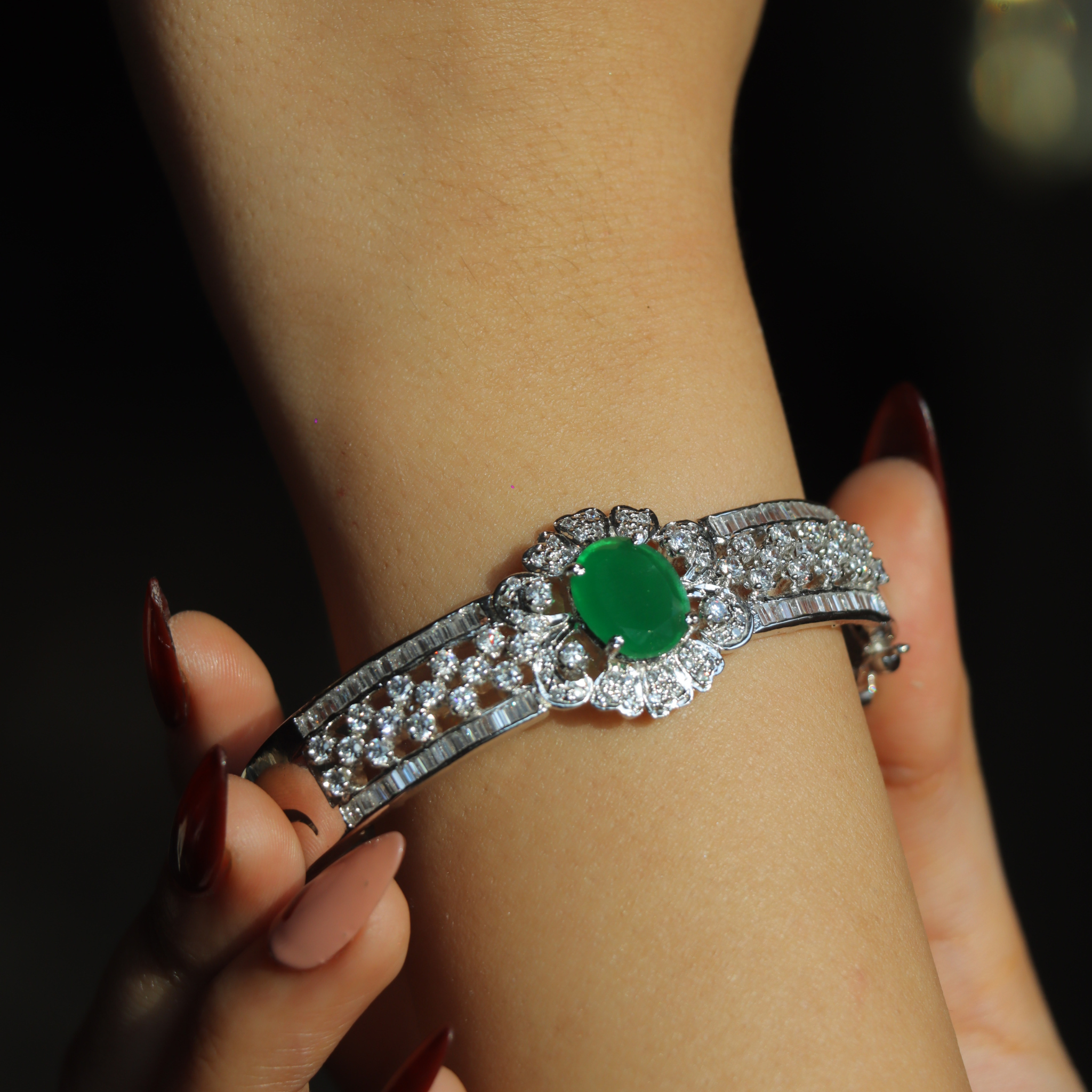 "VIENNA" Emerald Silver Bracelet