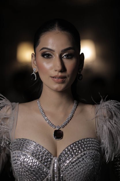 "DMONDE" Midnight Purple Diamond Necklace Set