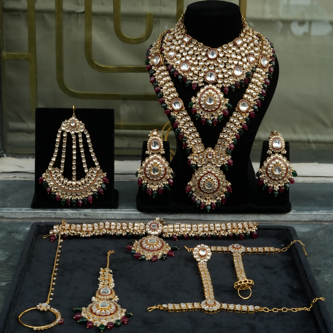"KYARA" Burgundy Moss Full Bridal Set (9 pcs)