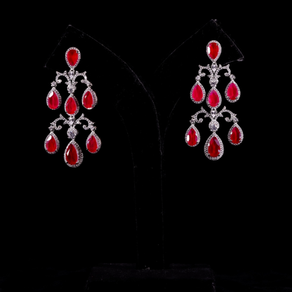 pair of pink ruby elegant earrings 