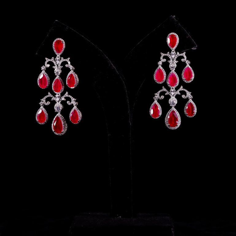 pair of pink ruby elegant earrings 