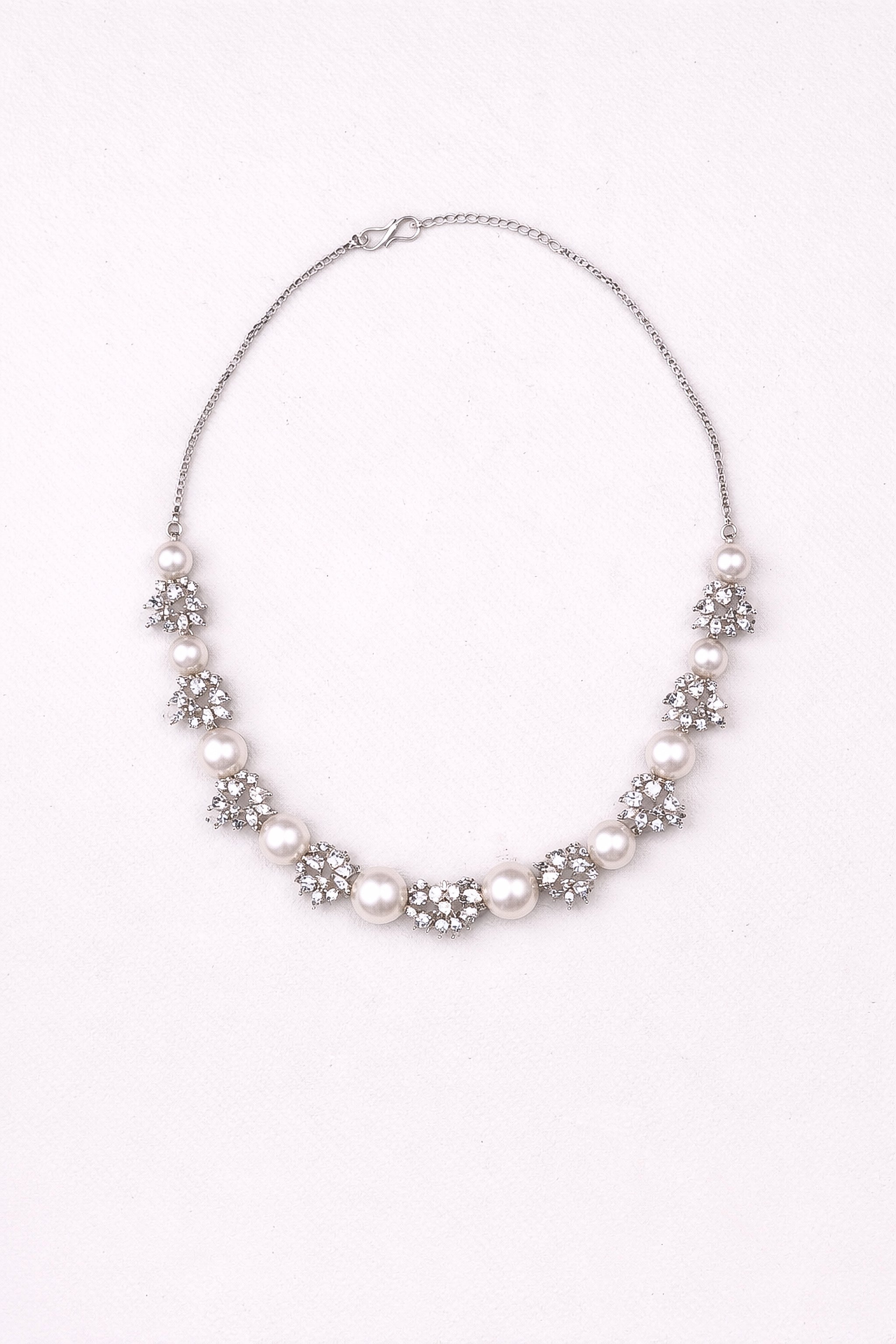 "DMONDE" Diamond Necklace Pearl Set