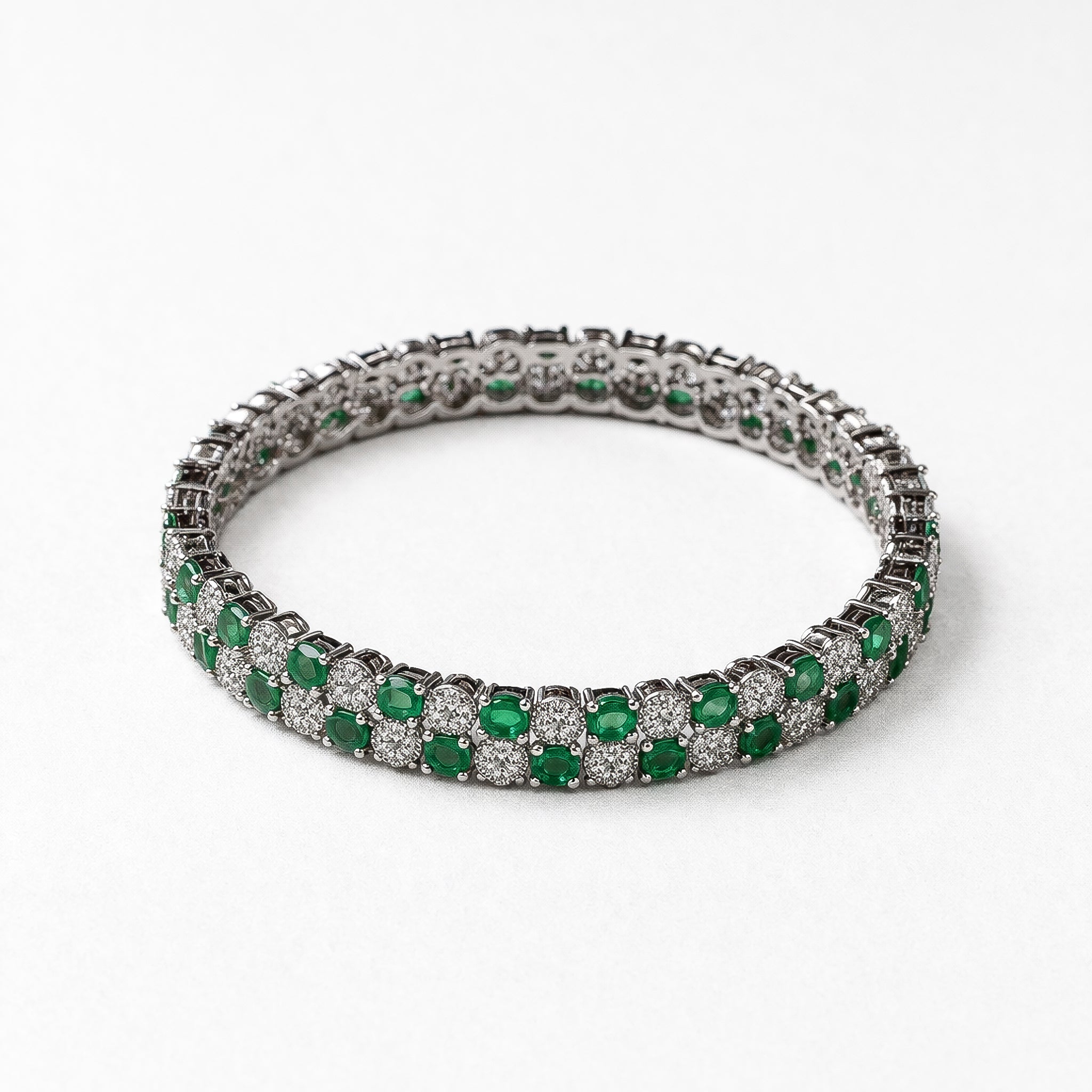 "VIENNA" Block Diamond Emerald Bangle (1 Piece)