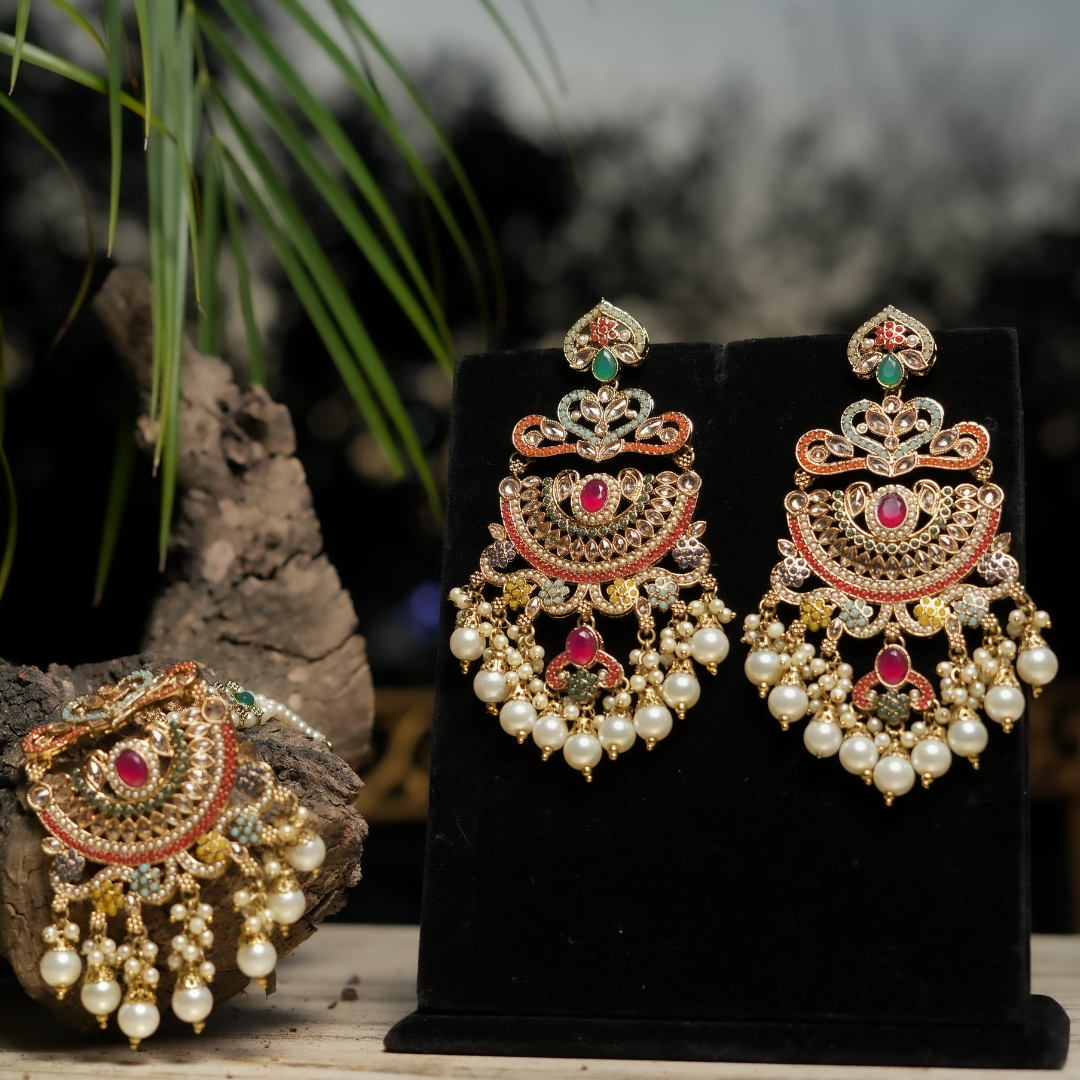 "AZURA" Rangoli Earrings Tikka Set