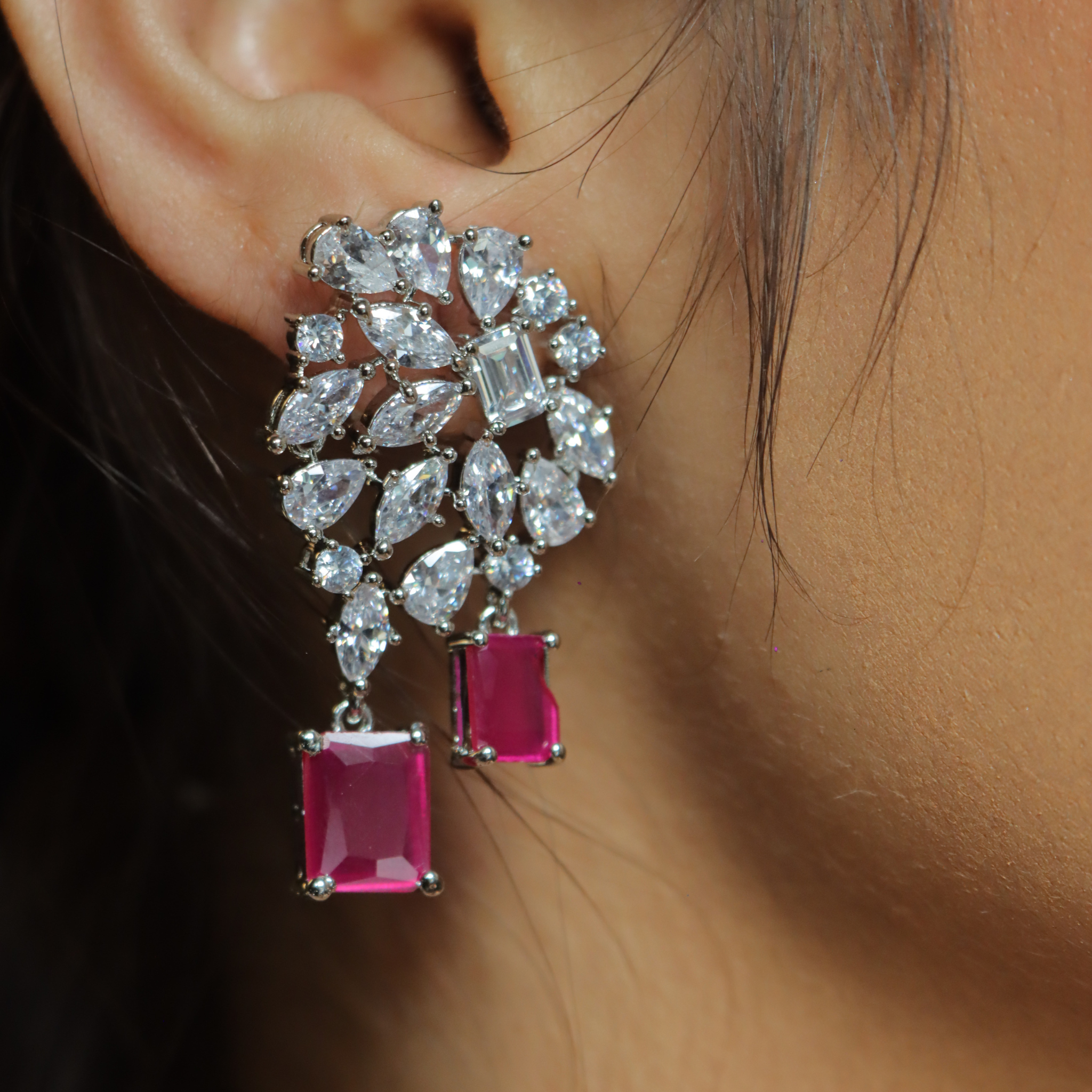 "AMARA" Ruby Crust Earrings