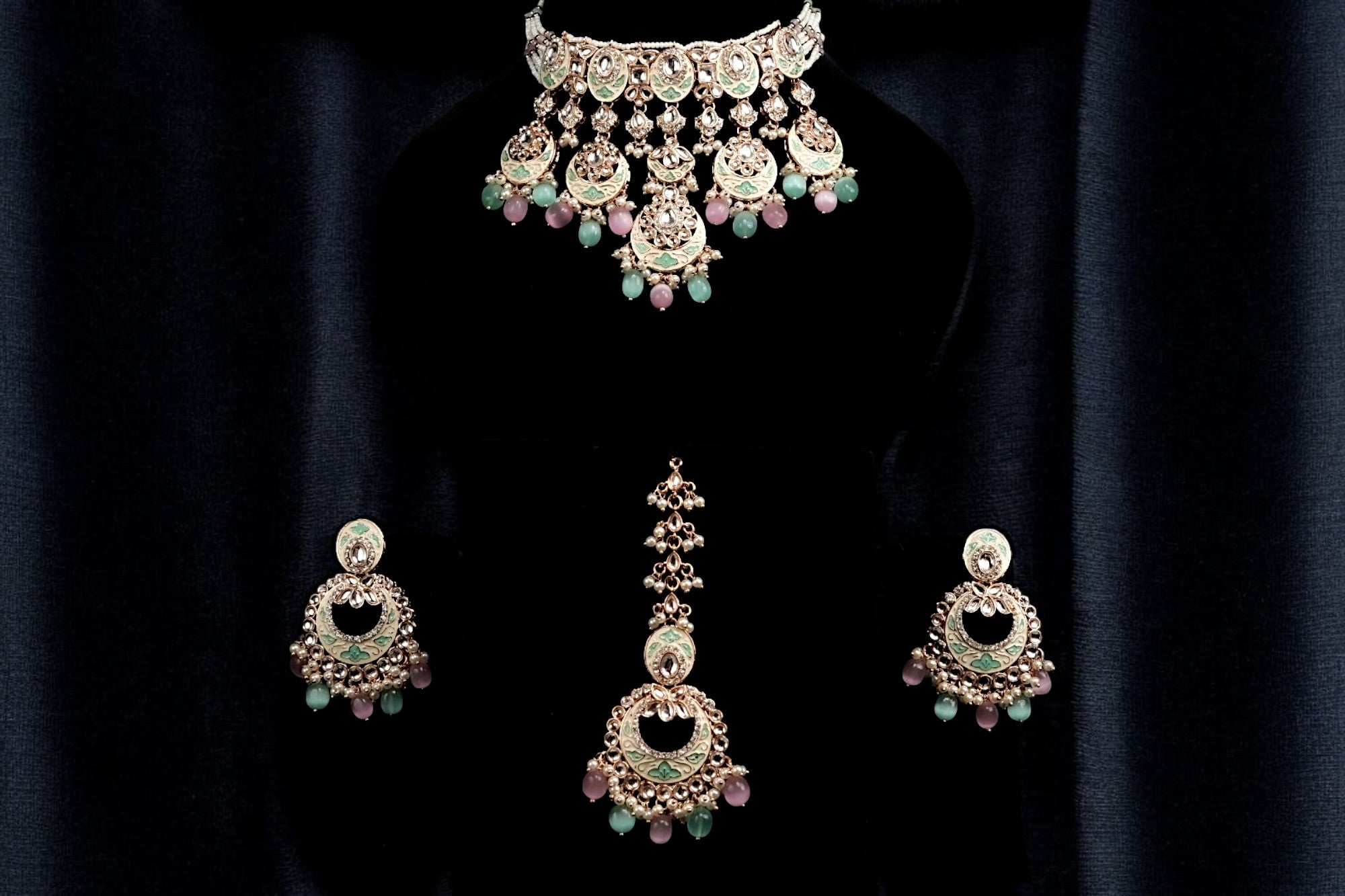 "AMIRA" Turquoise Marine Kundan Set