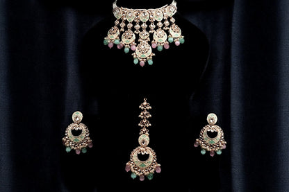 "AMIRA" Turquoise Marine Kundan Set