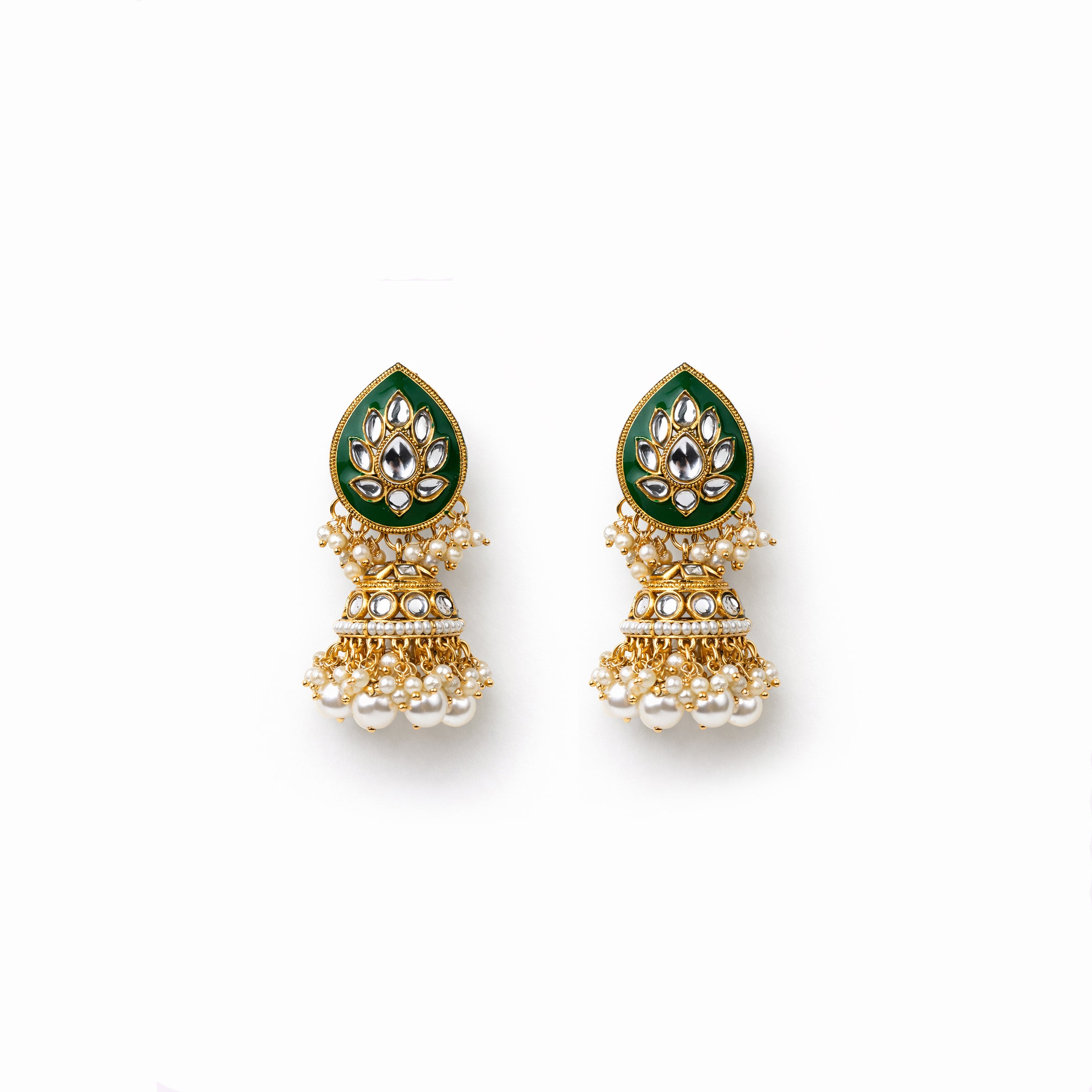 "AMIRA" Oval Green Kundan Set