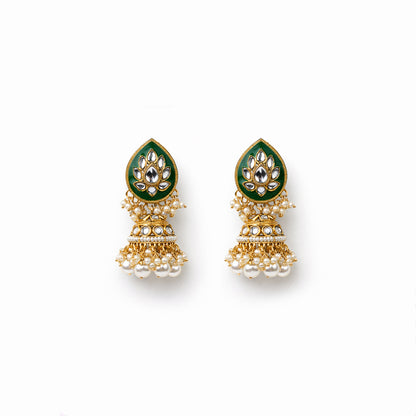 "AMIRA" Oval Green Kundan Set