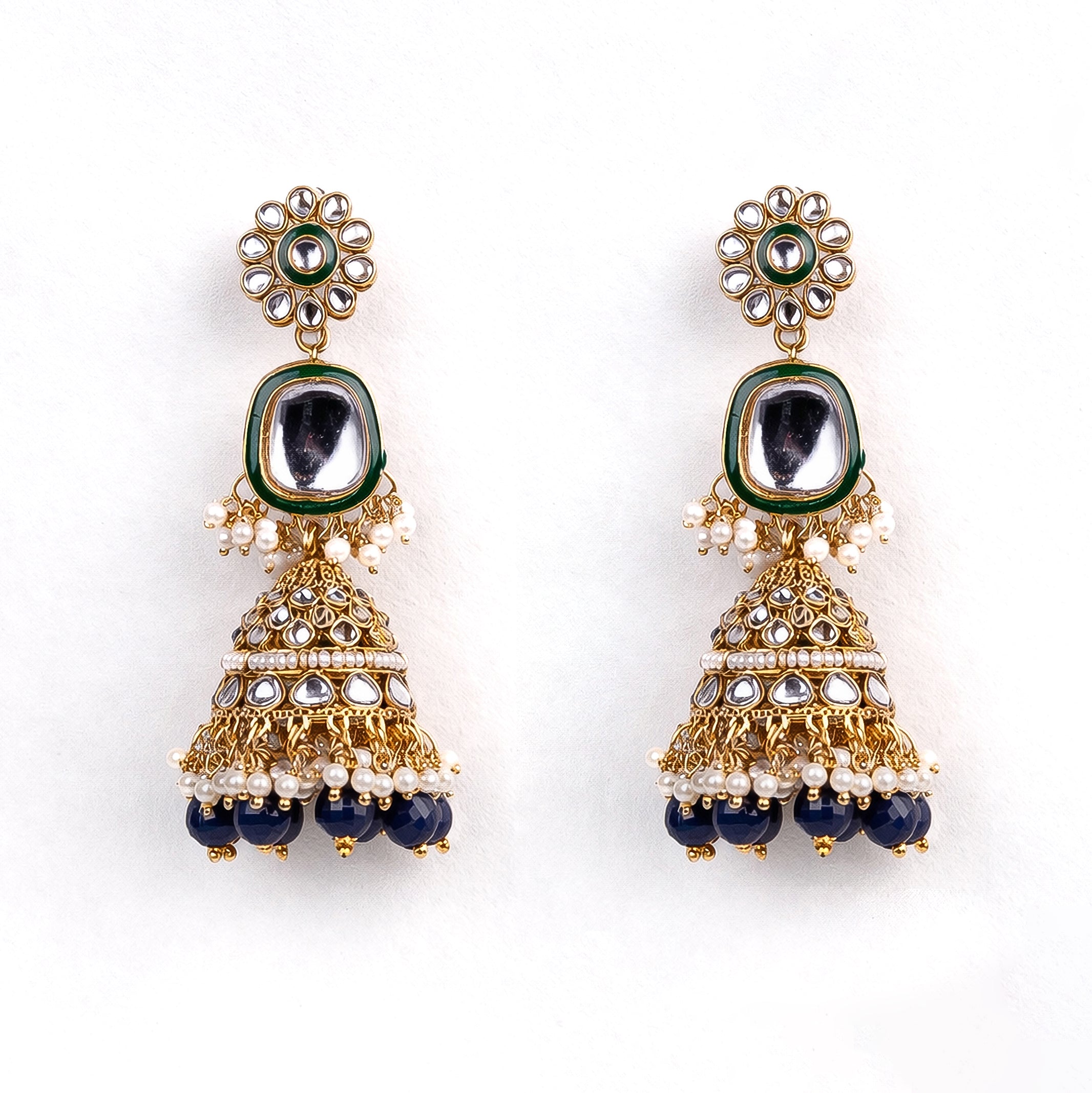 "AMIRA" Berry Blue Double Kundan Set
