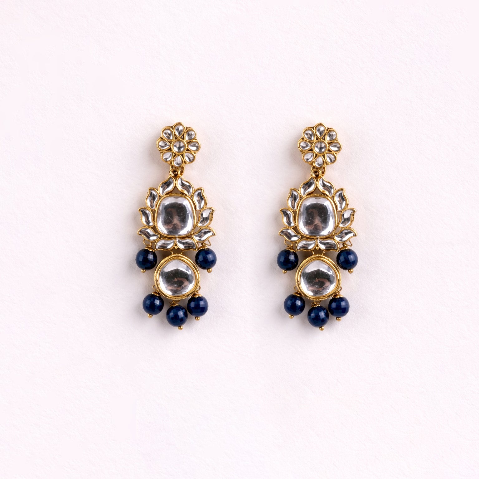 "AMIRA" Berry Blue Single Kundan Set