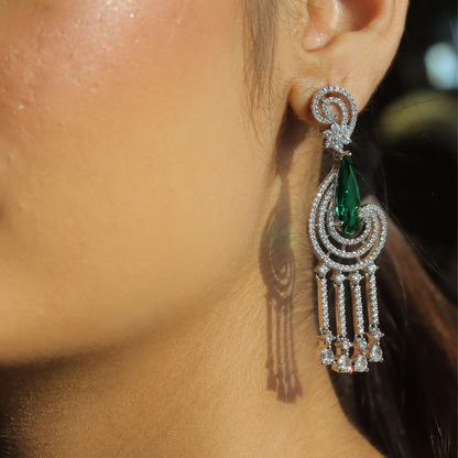 "AMARA" Swirl Drop Emerald Earrings