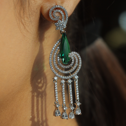 "AMARA" Swirl Drop Emerald Earrings