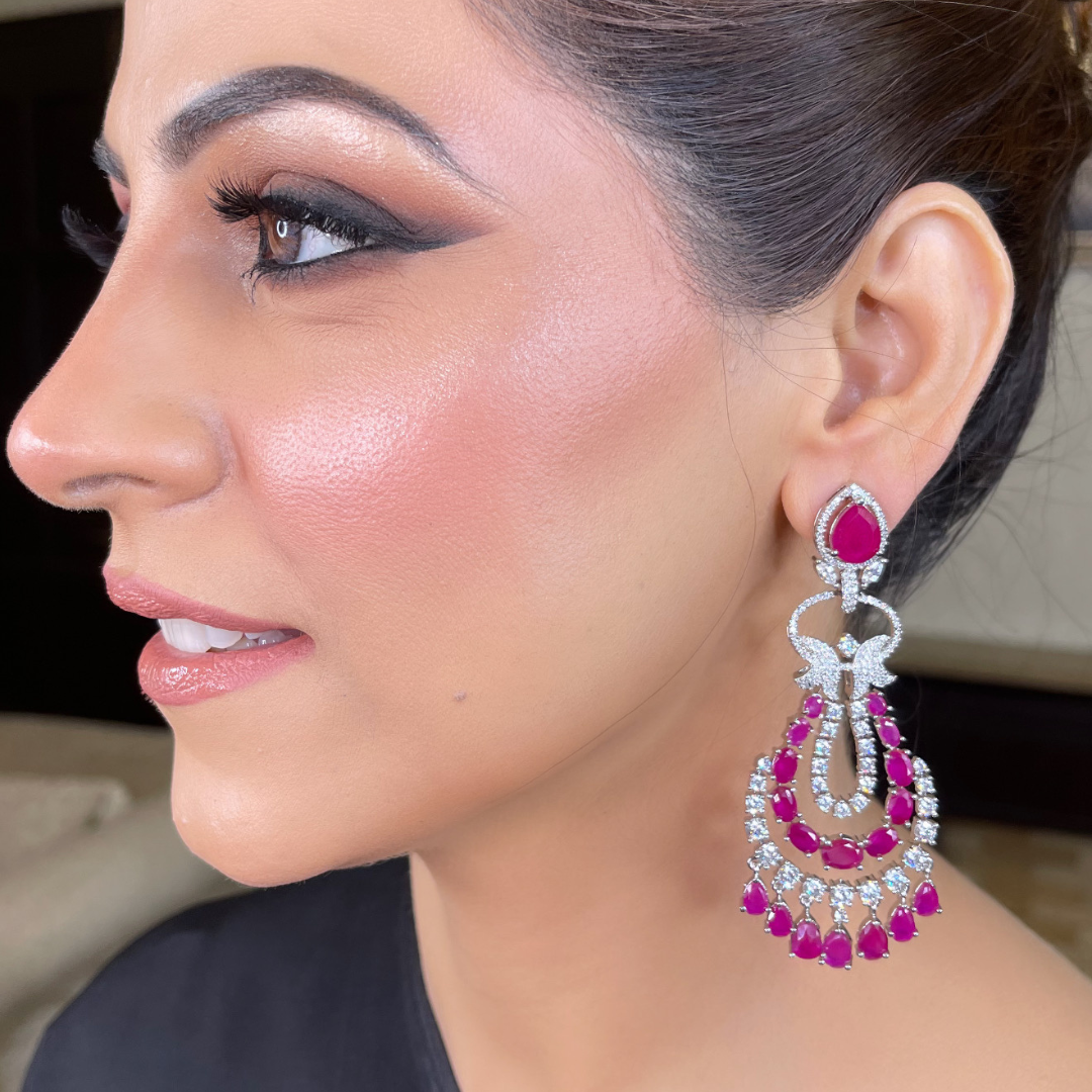 "AMARA" Ruby Rani Drop Earrings