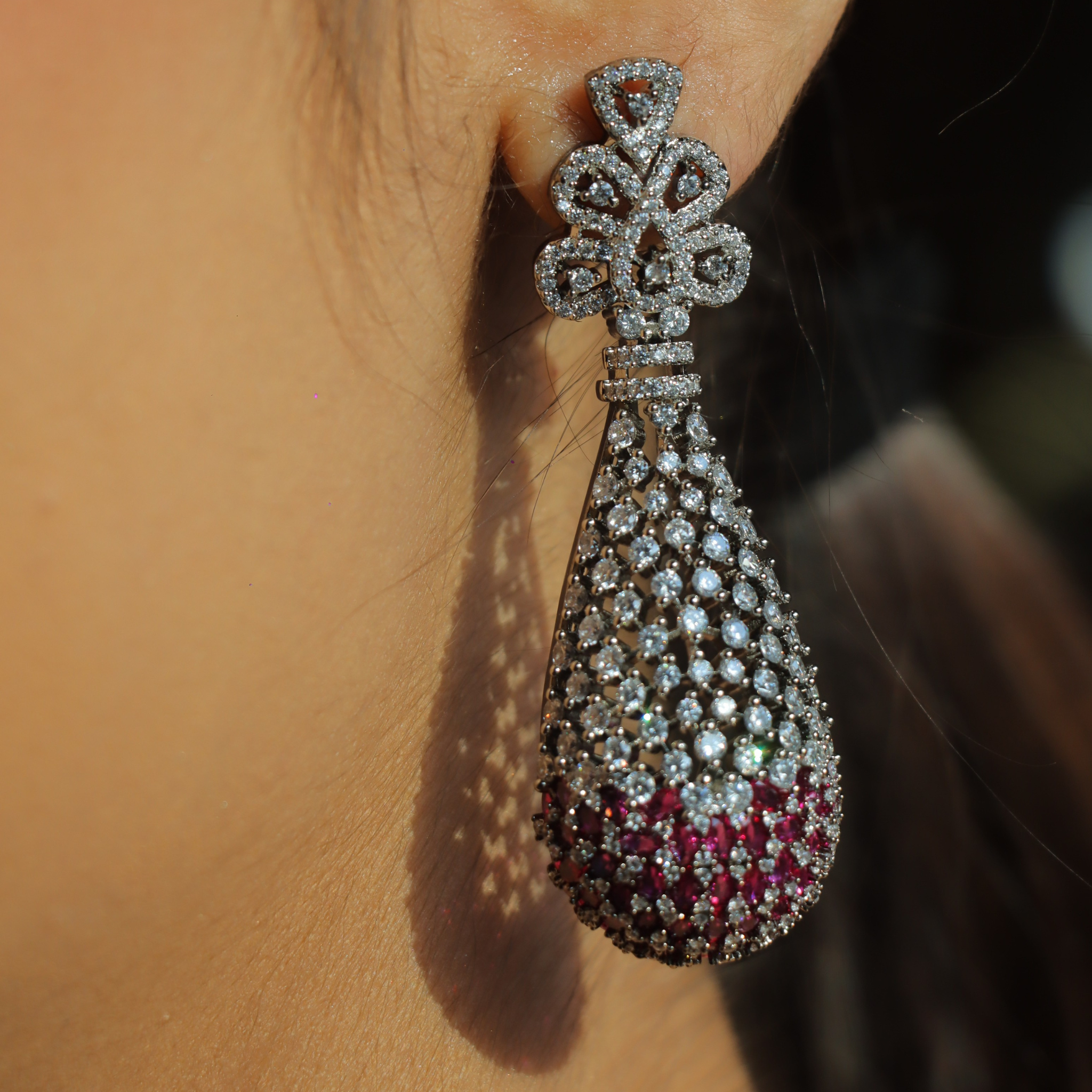 "AMARA" Frost Ruby Earrings