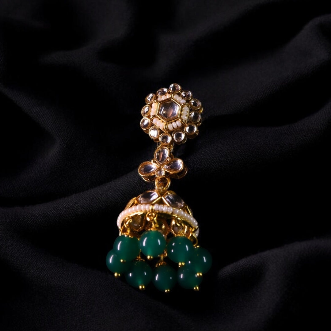 "AMIRA" Emerald Pearl Kundan Set