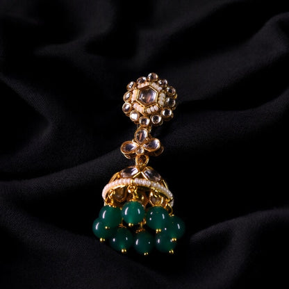 "AMIRA" Emerald Pearl Kundan Set