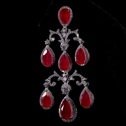 Diamond and pink ruby gemstone earrings