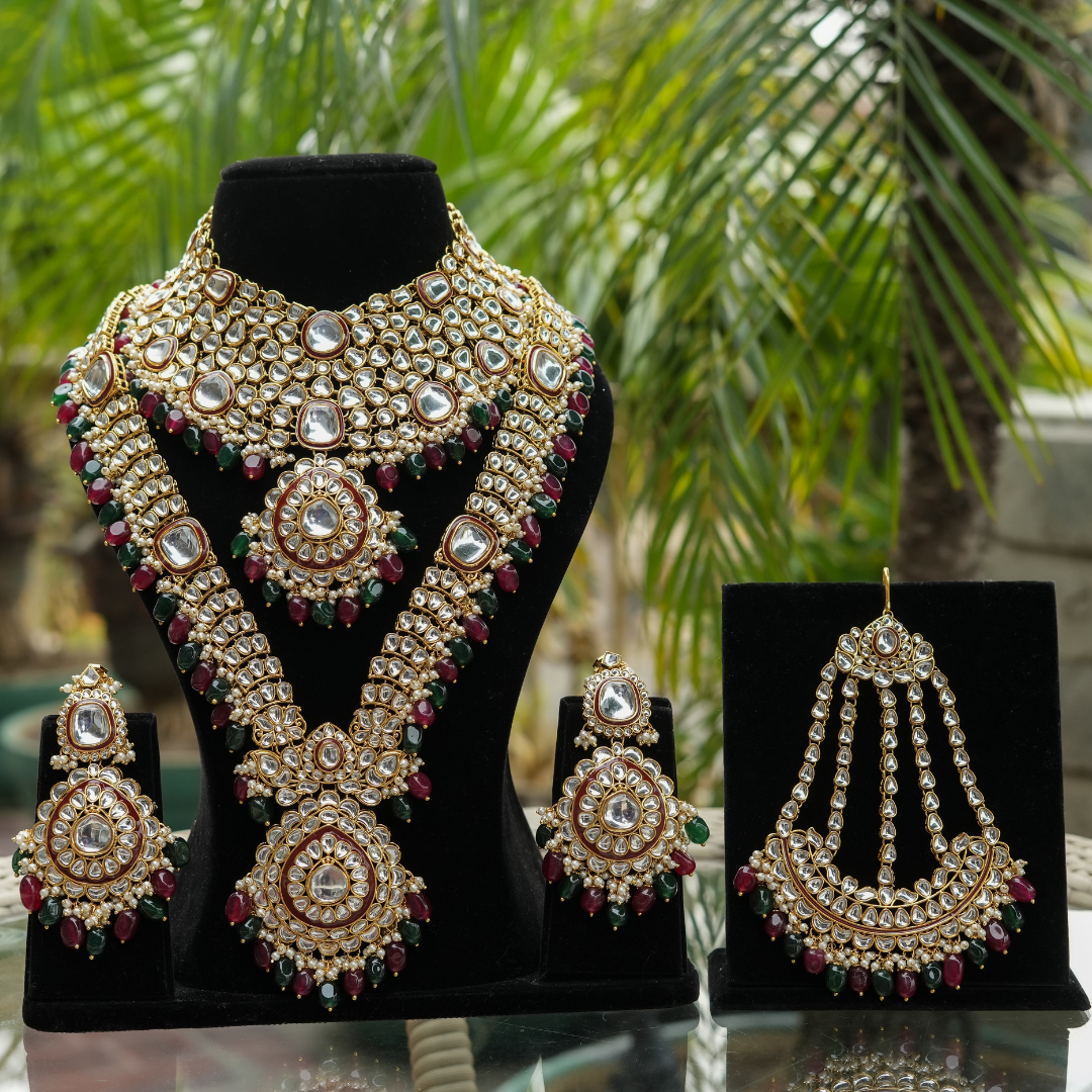 "KYARA" Burgundy Moss Full Bridal Set (9 pcs)