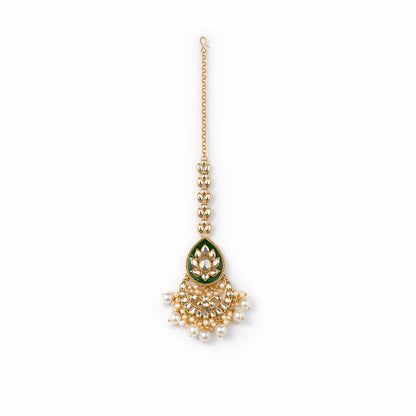 "AMIRA" Oval Green Kundan Set