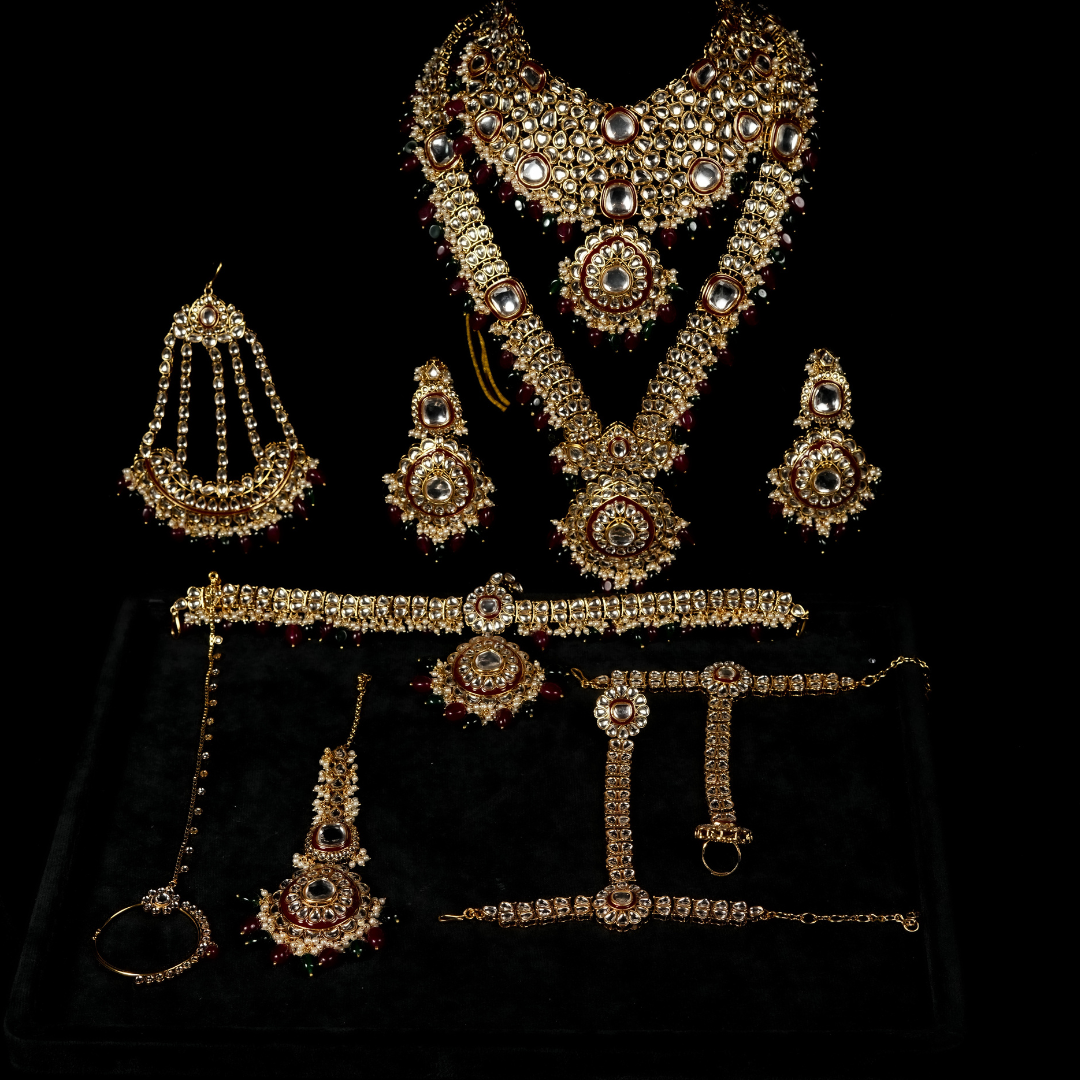 "KYARA" Burgundy Moss Full Bridal Set (9 pcs)